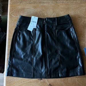 DKNY Black Faux Leather Skirt